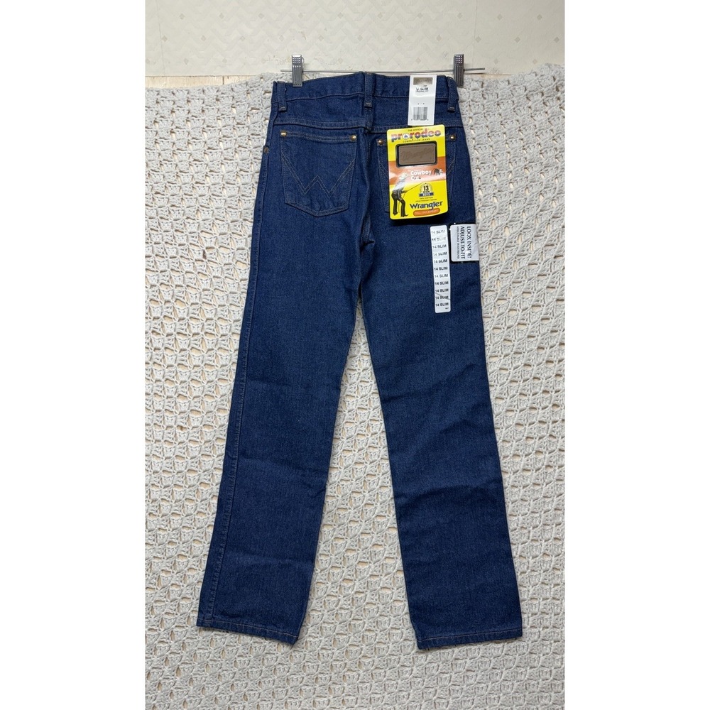 Wrangler Cowboy Cut Original Jeans Boy's 14 Slim‎ Blue Adjustable Waist 13MWABP.